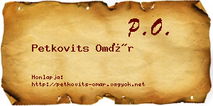 Petkovits Omár névjegykártya